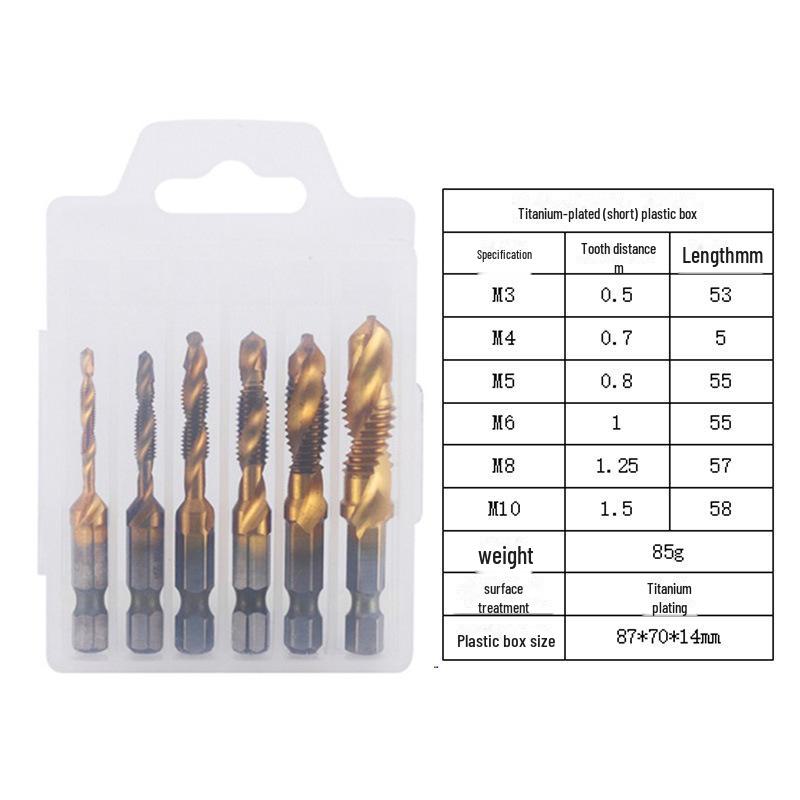 Набор спиральных метчиков из быстрорежущей стали с шестигранным хвостовиком для электродрелей