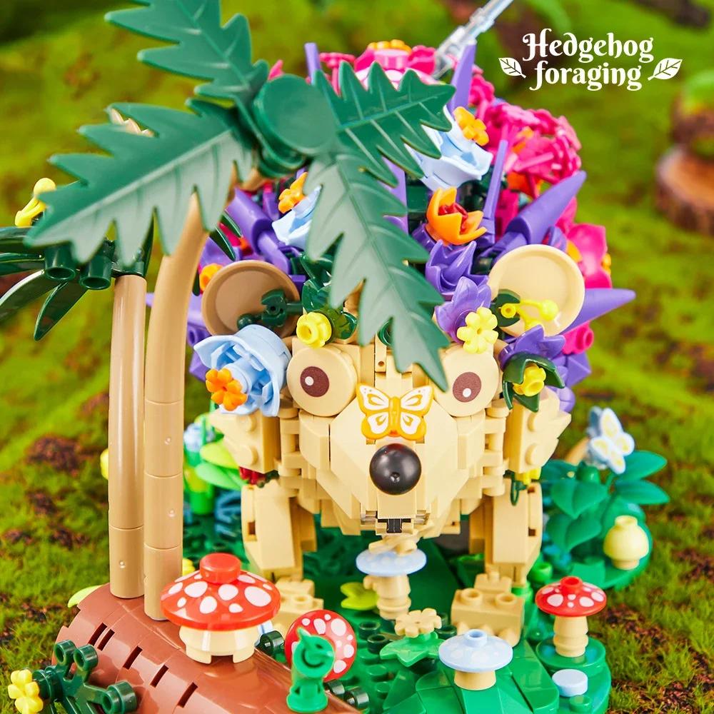 Non-Toxic Flowers Hedgehog Building Blocks Kits Children Creative Insects Mushroom Animal Model Diy Bricks Assembly Puzzle Toys For Kids