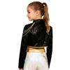 Shiny Sequins Stage Jacket for Girls, Long Sleeve Singer Cosplay Costume with Braided Trimming & Chains for a Complete Look