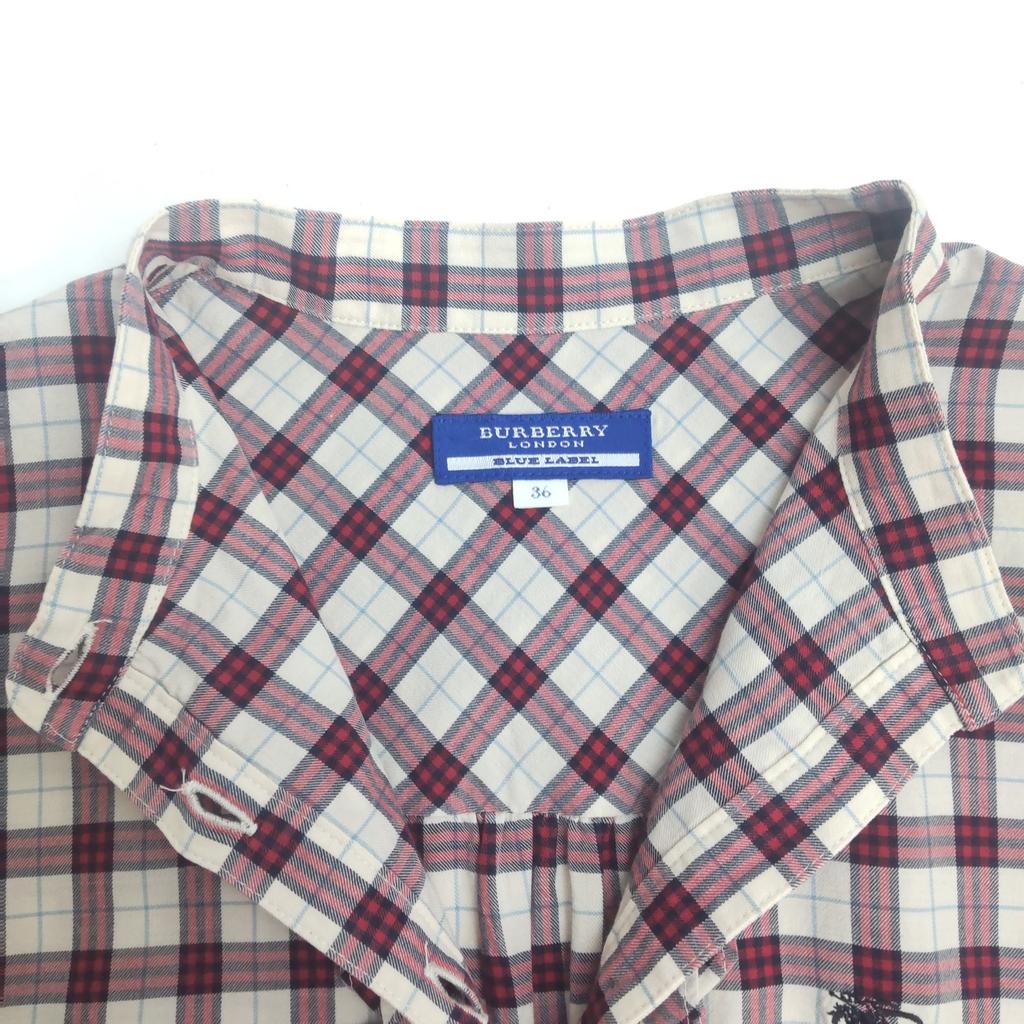 Burberry ПЛАТЬЕ С ПЯТЬЮ РУКАВАМИ-БАЛЛОНАМИ СИНИЙ ЛЕЙБЛ [36/S] Деталь с оборкой(ИСПОЛЬЗОВАЛ)