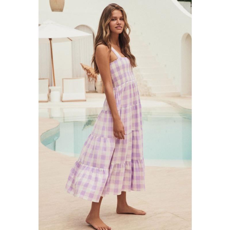 Women's Suspender Backless Striped Dress