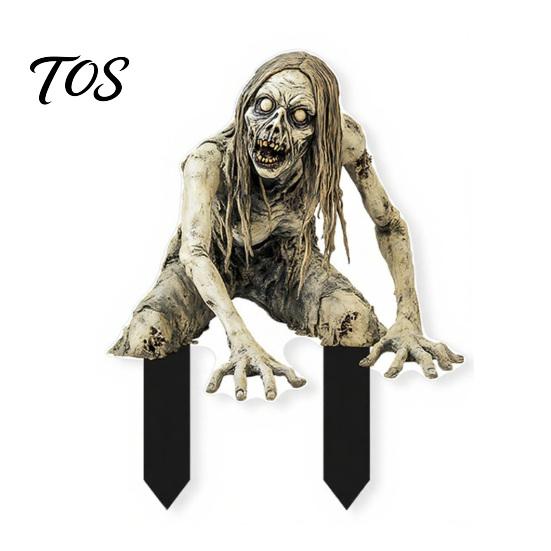 Weather Resistant Yard Decor Halloween Scarecrow Garden Stake, 2D Flat Creepy Zombie Ornament, Spooky Doll Waterproof Signs Decoration, Scary Art Sign