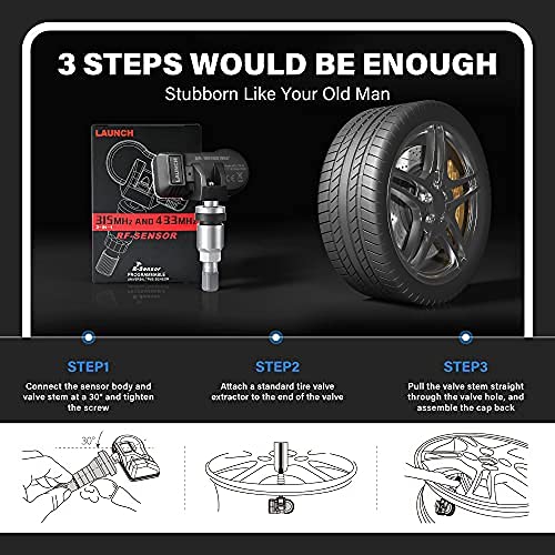 LAUNCH X431 TSENSOR-05 TPMS Sensor 315MHz/433MHz Dual Frequency Screw-in Adjustable Angle Metal Valve Tire Pressure Monitor