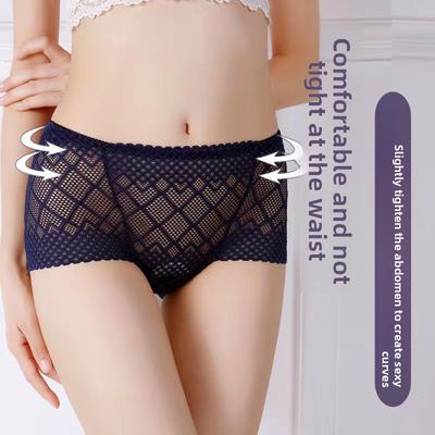 Женское нижнее белье, трусики, сексуальное кружевное белье, женские шорты для мальчиков с высокой талией, трусы с ромбовидной сеткой