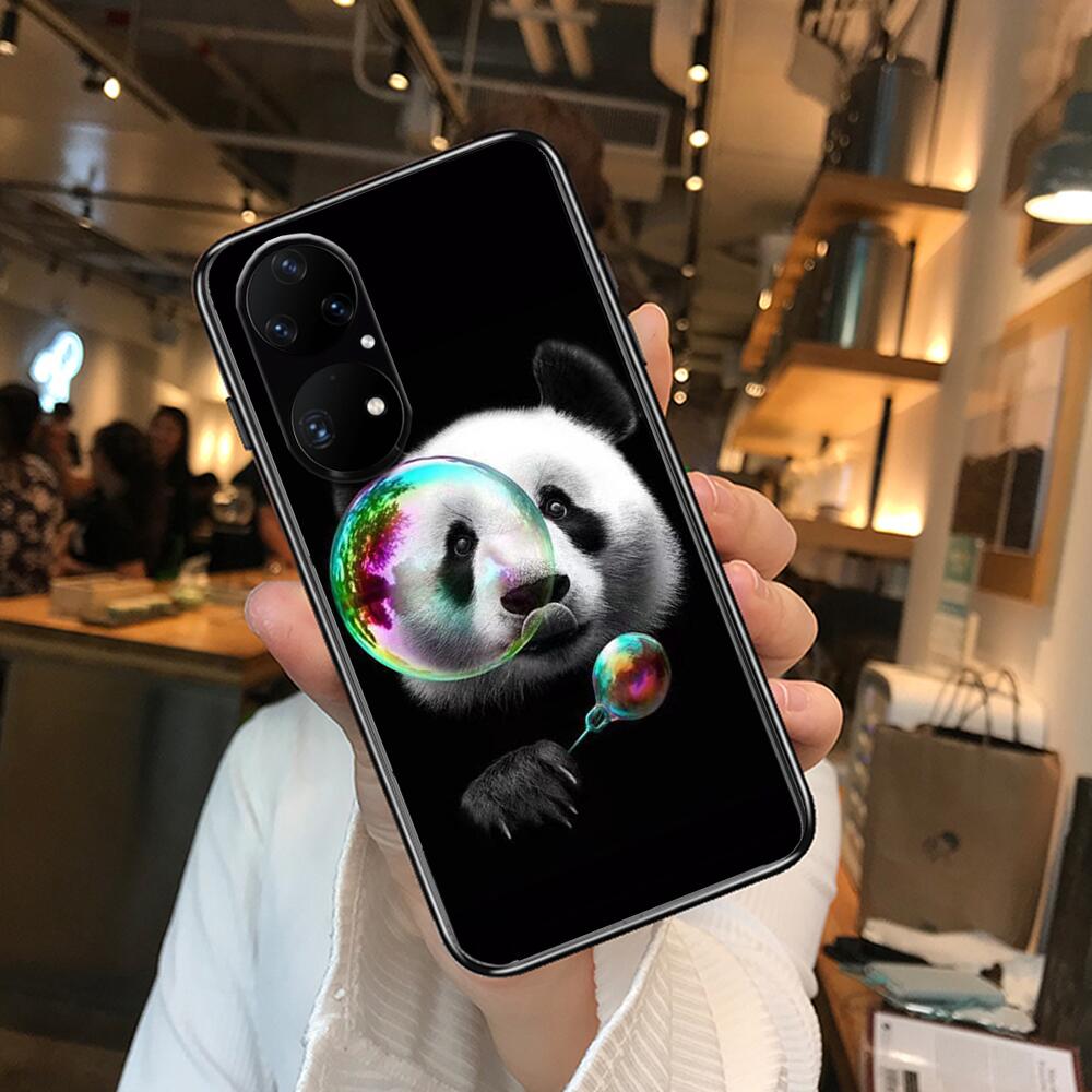 Супер милый чехол для телефона с пандой для Huawei p50 P40 p30 P20 10 9 8 Lite E Pro Plus, черный чехол Etui с рисунком Hoesjes comic fas