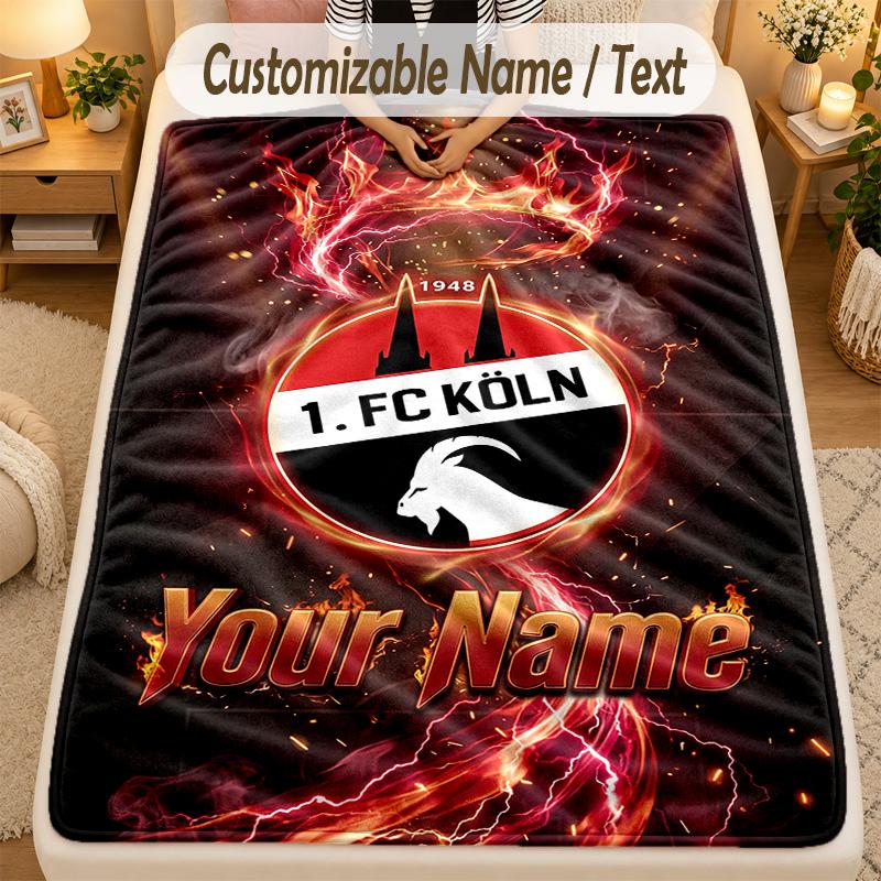 Flannel BlanketFC Köln Custom Name Text Personalized Soft Warm Throw Blanket Home Decor Gift
