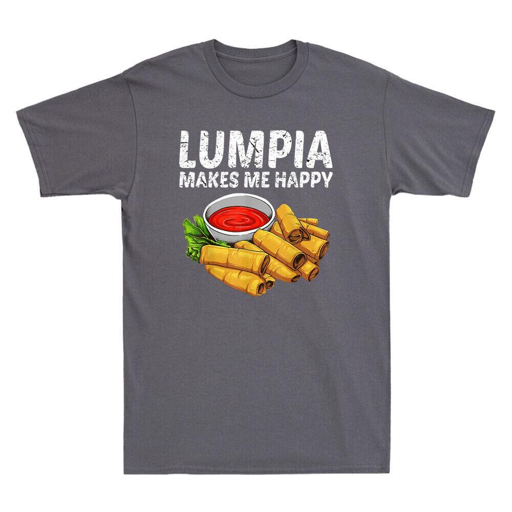 Lumpia Makes Me Happy Funny Lumpia Food Lover Gift Vintage Men's Cotton T-Shirt