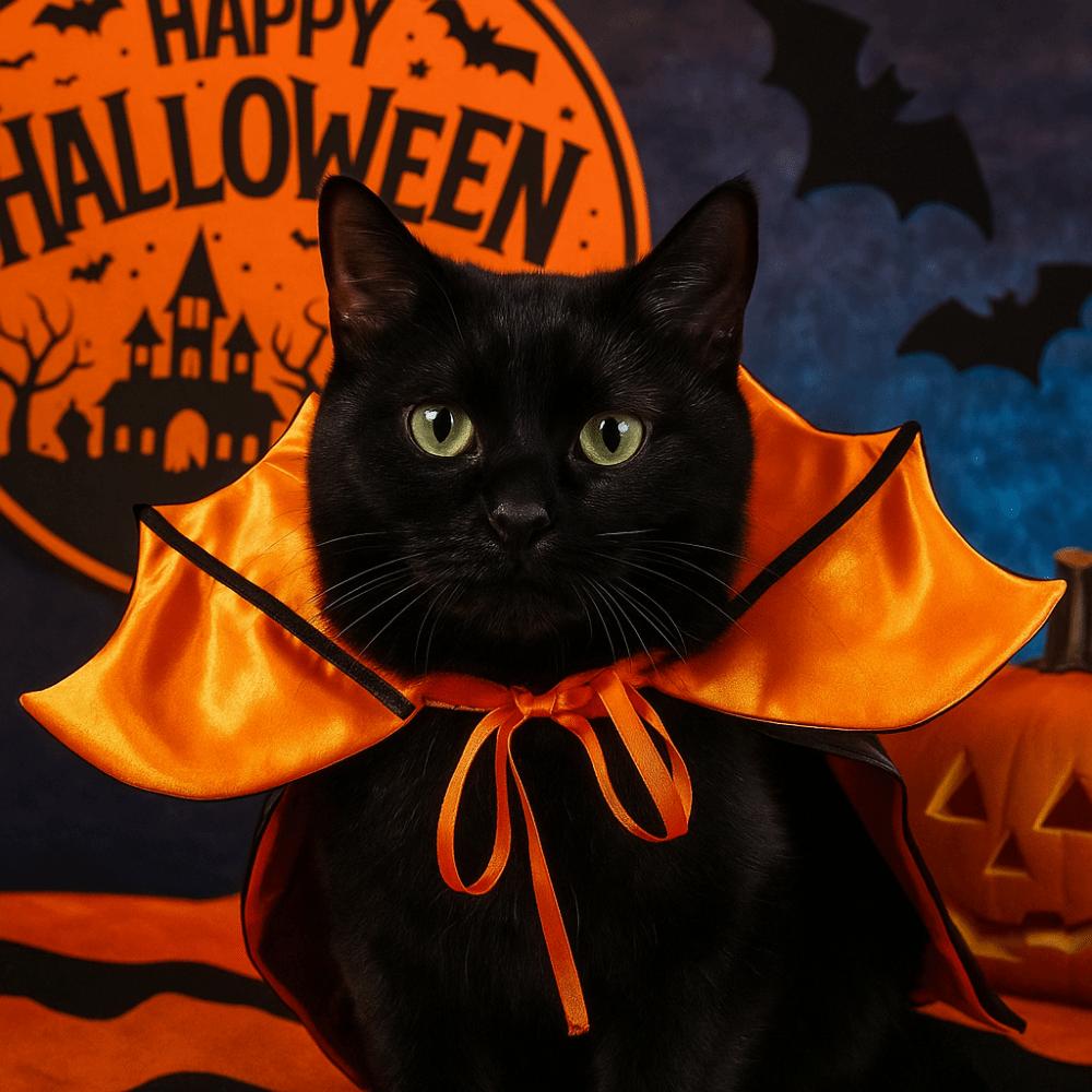 Bat Transformation Halloween Pet Costume Stand-collar Comfortable Small Dog Knight Cape Soft Fabric Adjustable Kitten Dress