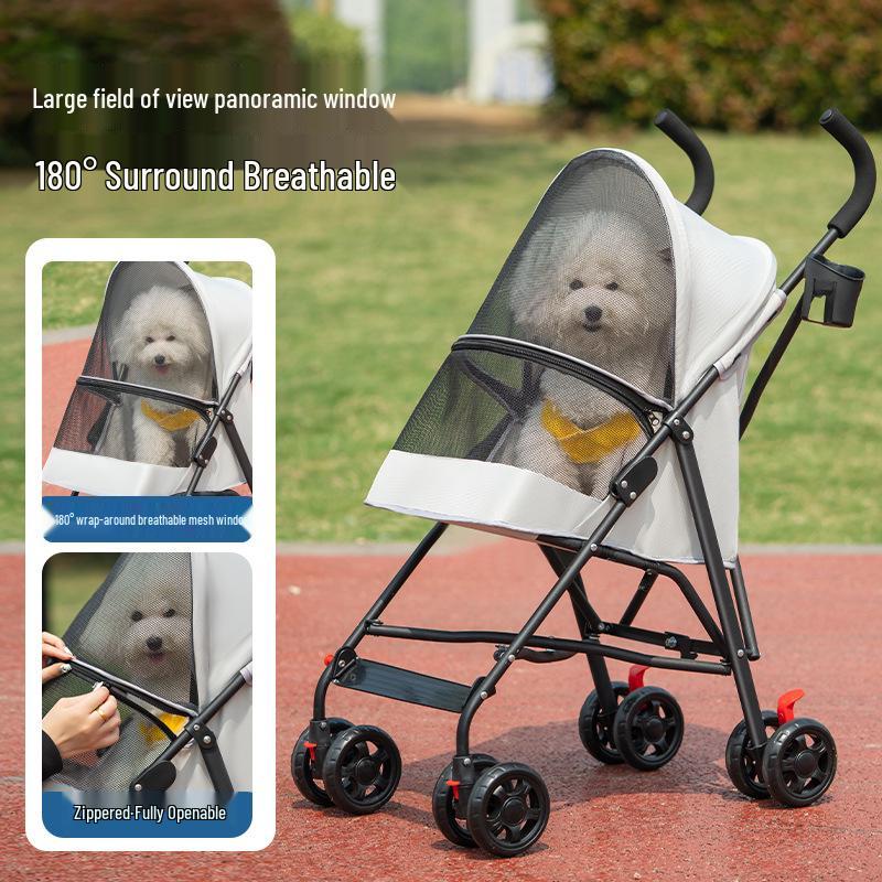 Lightweight Foldable Pet Stroller for Small & Medium Dogs and Cats - Detachable for Outdoor Walks