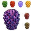 3D Printed Red Gold Flower Vase Sculptural Wave Geometric Textured Decorative