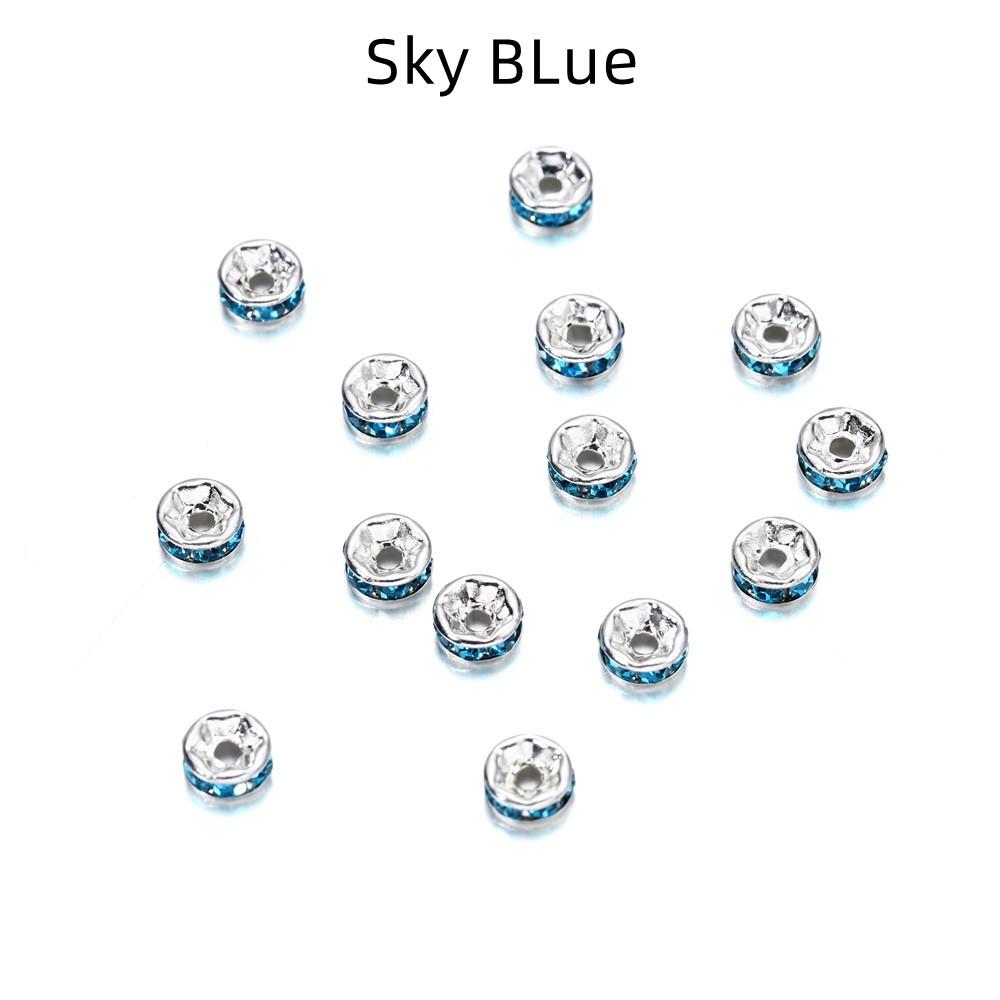 50pcs/lot 4 6 8 10mm Rhinestone Rondelles Crystal Bead Loose Spacer Beads for DIY Jewelry Making Accessories Supplie