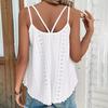 Plus Size Women Double Shoulder Strap Cami Tops, Embossed Hollow Out Sleeveless Loose Casual Basic Layering Tank Vest