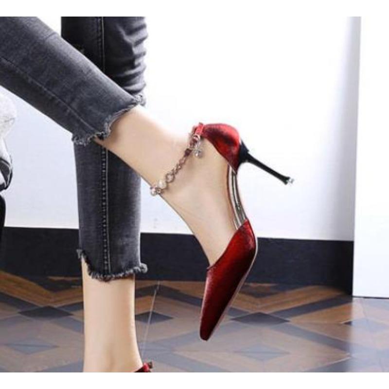 Новые модные туфли на шпильках красного цвета для женщин, модные босоножки для вечеринок и свадеб, шикарные и элегантные сексуальные туфли на каблуках для женщин