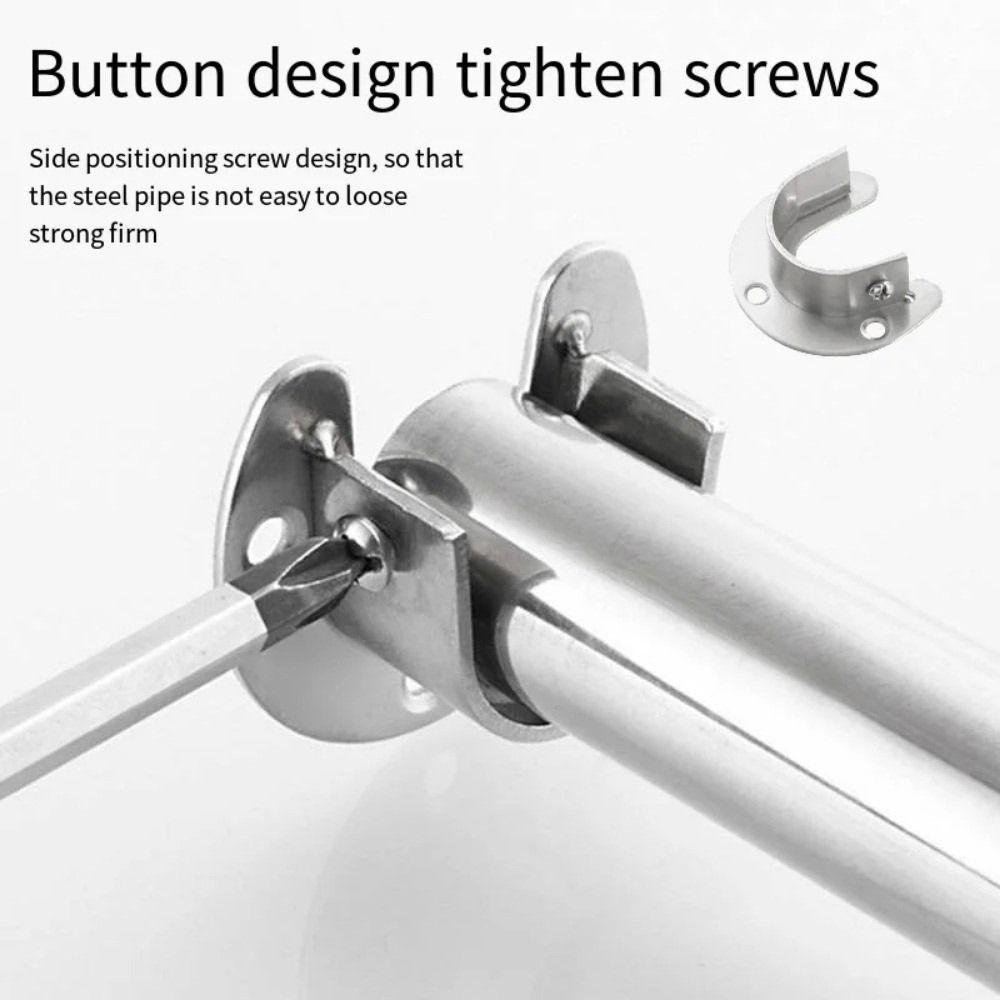 2PCS with Screws Flange Seat Thick Closet Rod Brackets Durable Furniture Hanger Rail