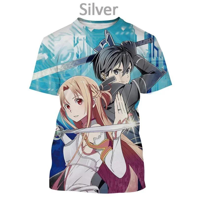 Print Sporty Quick-dry Breathable Men T-shirt Sword Art Online Animation Casual Harajuku Y2K Street Short Sleeve Clothing Top
