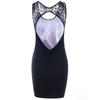 Women Summer Delicate Sleeveless Cut Out Octopus Print Mini Dress With Lace Stitching