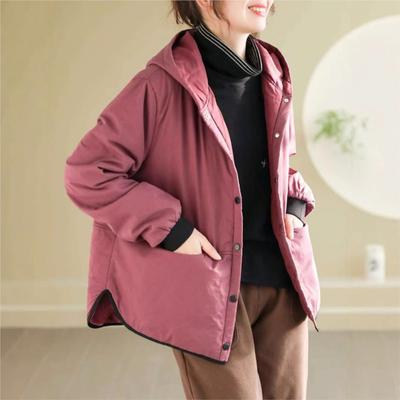 Niche однотонное свободное повседневное пальто с капюшоном, женское зимнее модное однобортное пальто с длинными рукавами