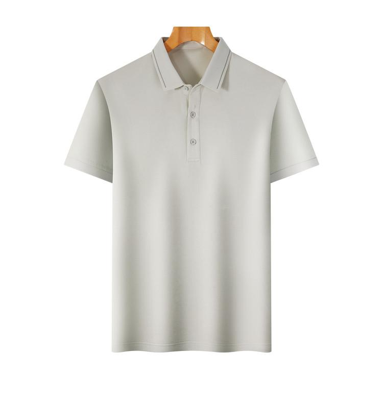 30% Mulberry Silk Cool, Breathable, Skin friendly Short sleeved Polo Shirt for Men's Summer Basic Versatile T-shirt