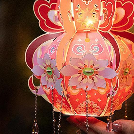 Handcrafted Calabash Lantern Handheld Chinese New Year DIY Luminous Flower Light for Mid-Autumn Festival Hanfu Cosplay Wedding Decor