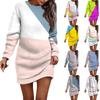 Women's Round Neck Geometric Long Sleeve Hip-wrapped Dress Sweater Dress