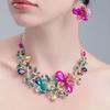 1 комплект, женские серьги-колье, набор красочных страз, цветок, форма листа, полая шея, ювелирные изделия для ушей, роскошные антикоррозийные ювелирные изделия из нержавеющей стали для невесты, выпускного вечера