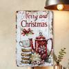 Vintage Christmas Metal Sign - 20.32x30.48 Cm Rustic Iron Wall Decor with Merry Christmas Design, Red Truck & Snowflakes, Pre-Dr