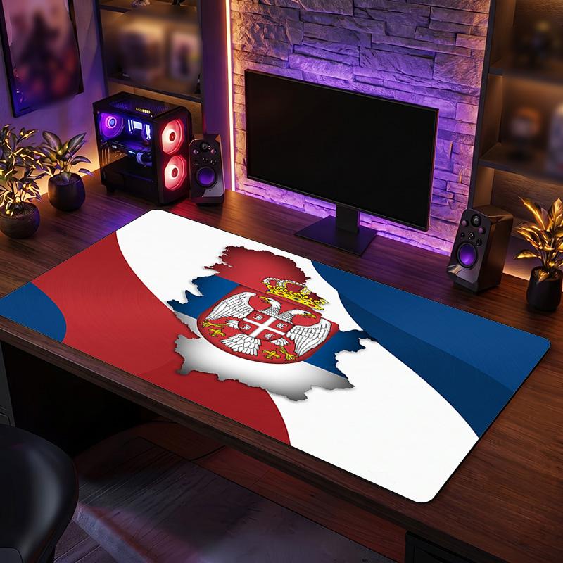 X2529==Коврик для мыши с гербом Сербии, Расширенный нескользящий резиновый коврик для стола для игр, офиса, ноутбука, Подарок для фаната