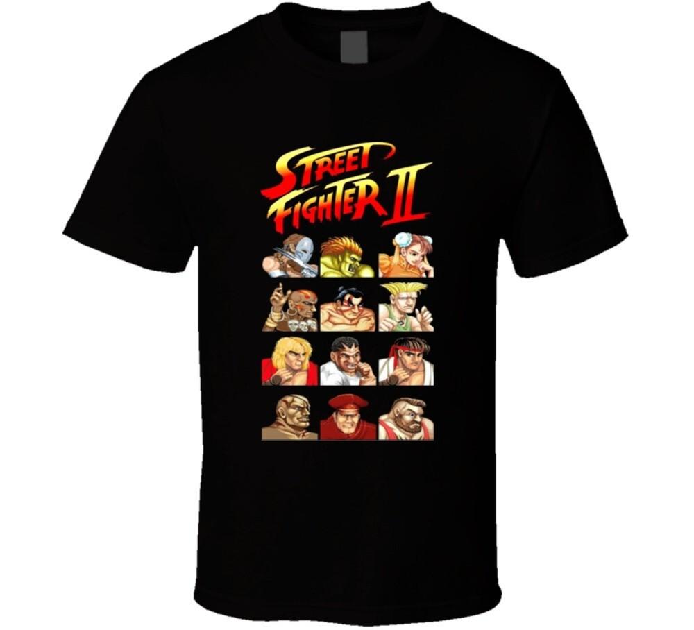 Street Fighter 2 Персонажи Крутая Ретро Футболка для Видеоигр Унисекс Футболка
