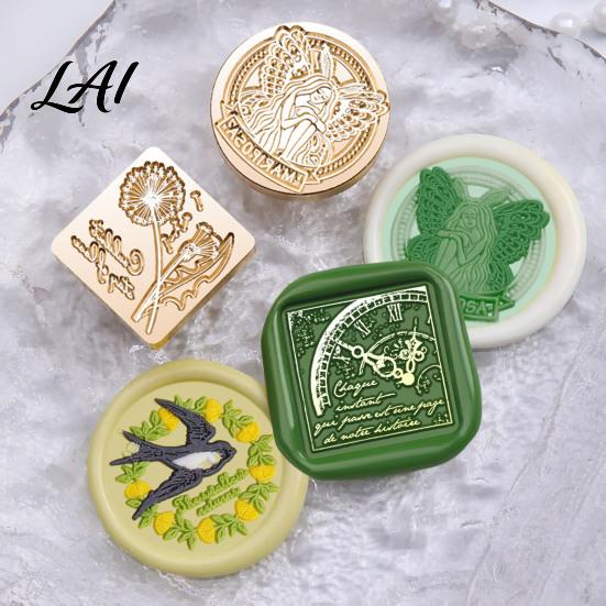 Envelope Sealing Stamp Brass Wax Seal Head Vintage European Embossed Relief Engraved Handcraft Tool Accessories Head for Wedding Invitation