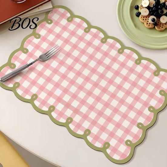 Quick-drying Kitchen Mat Diatomite Plaid Placemat with Wavy Edge, Heat Resistant Non-slip Table Mat, Absorbent Quick Drying for Counter Countertop