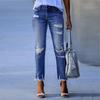 2025 Washed Ripped Tassel Skinny Stretch Jeans for Women - European & American Style