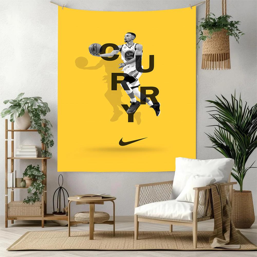 Golden State Warriors Curry Retro Tapestry Psychedelic Art Suitable for Studio Wall Reading Corner Dorm Wall Versatile Decor Exotic Pattern