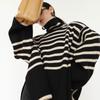 Turtleneck Black and White Striped Sweater Women's Knitted Sweater Loose Pullover Spring and Autumn Warm Sweater