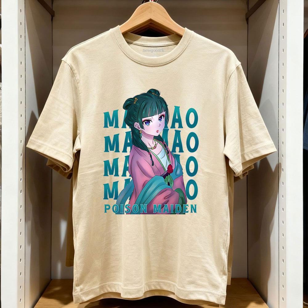 Maomao Maiden Дневники аптекаря Футболка Харадзюку Аниме Женская Унисекс Винтажная с принтом Хлопок Однотонный круглый вырез Взрослая футболка