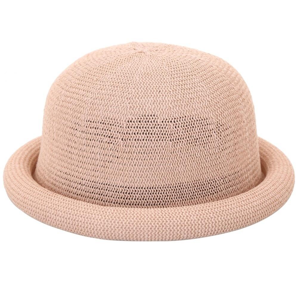 Round Top Roll Brim Hat Raffia Weave Sun Visor Hat Elegant Straw Hat Beach Vacation