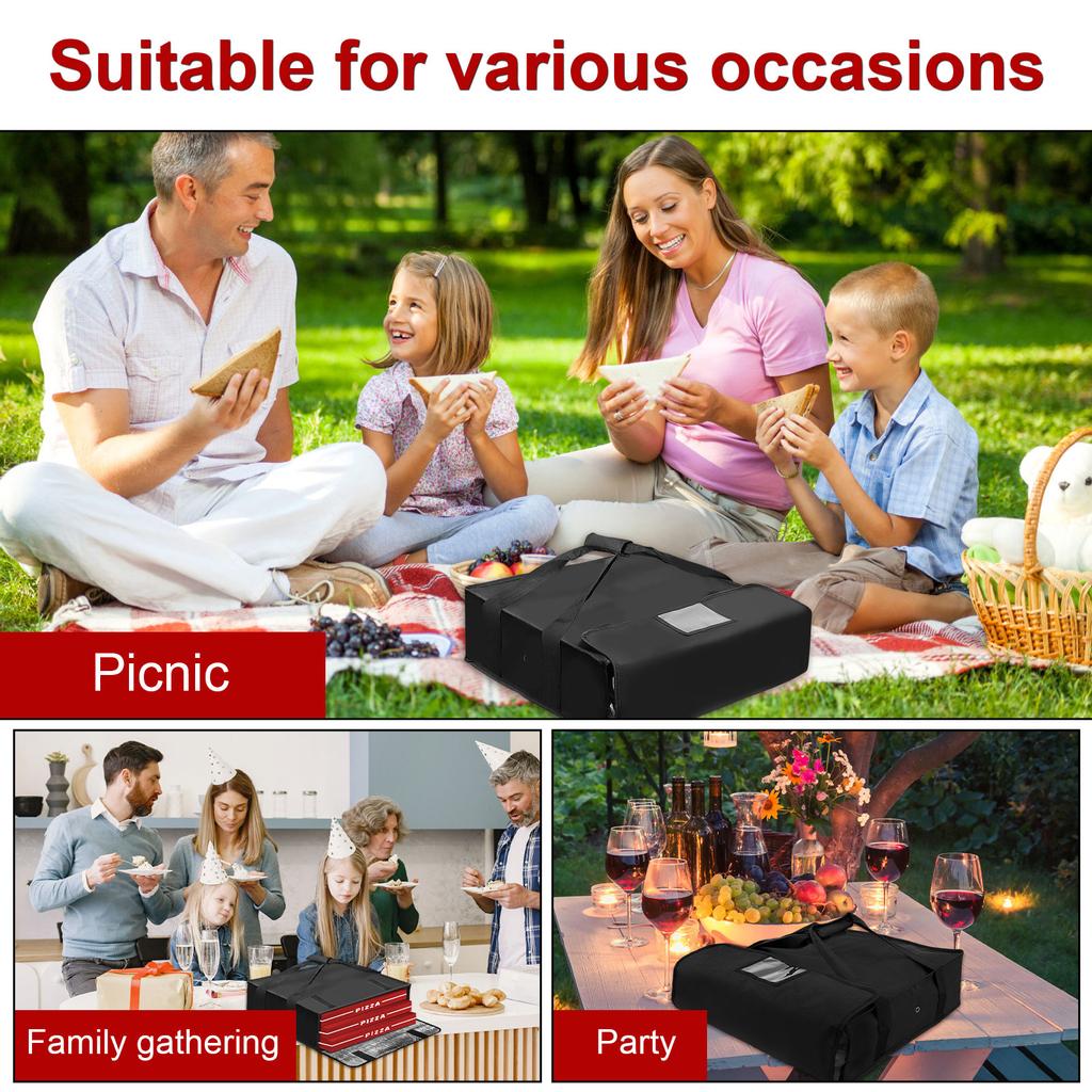 Pizza Food Delivery Bag 600D Polyester Oxford Cloth Waterproof Pizza Carrier Bags Foldable Catering Store Insulated Delivery Bag