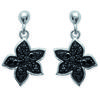 [I8077] - Silver Earrings 'Romy' Black White (rhodium-plated) - 15x10 Mm
