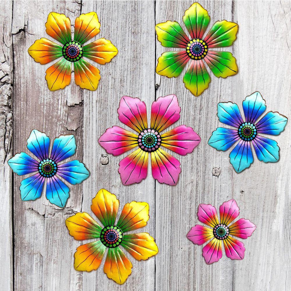 Home Decoration Sculpture Indoor Outdoor Metal Flower Ornament Garden Craft Wall Hanging Iron Art