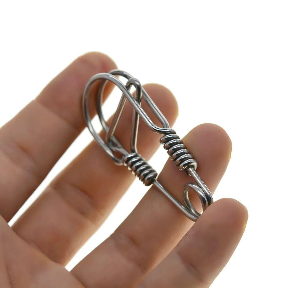Stainless Steel Clasp Dual Lock Keychain Snap Clip Carabiner Key Ring Belt Clip
