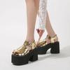 10CM Thick Heel Thick Sole Sandals for Women High Heels Large Size 43 Retro Gold Women's Sandals Platform Shoes