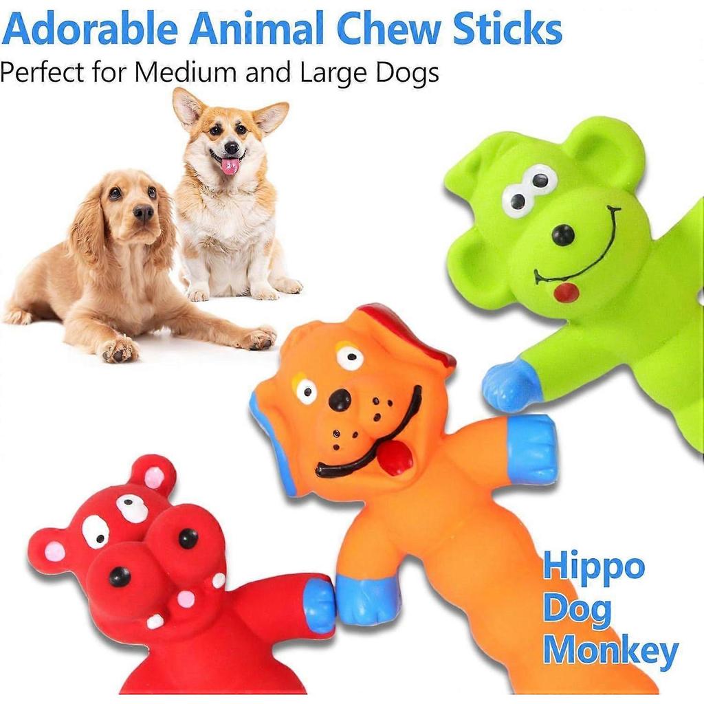 Dog Squeaky Toys Interactive Dog Toys - 3 Pack Rubber Chew Toys for Indoor Dogs to Chase, Fetch and Exercise, Medium & Large Dogs Toys for Boredom Rel
