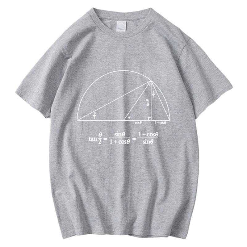 Math Trigonometric Formula Printed Cotton Tee Euler Theorem Pattern Student Fashion Casual Summer Unisex Short Sleeve Tops