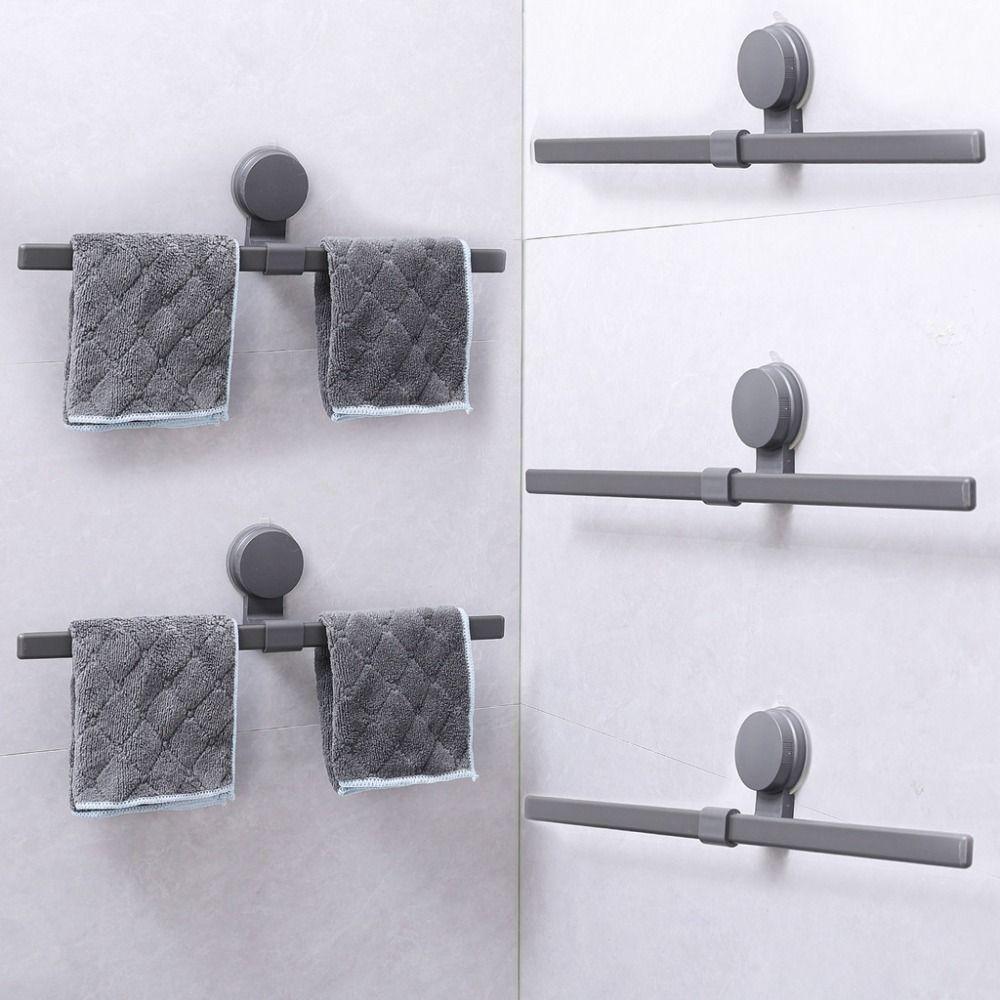 Punch-free Towel Rack Suction Cup Slipper Storage Shelf Portable Bathroom Hanging Rod