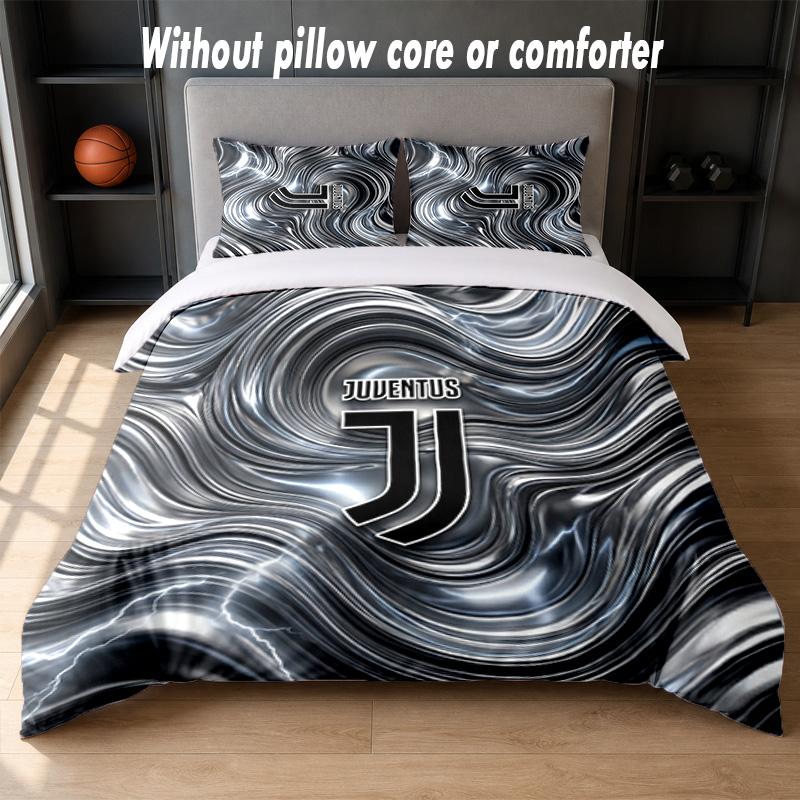 Juventus FC Design Bed Bedding Set 1 Duvet Cover + 2 Pillowcases Soft Breathable Household Bed Linens
