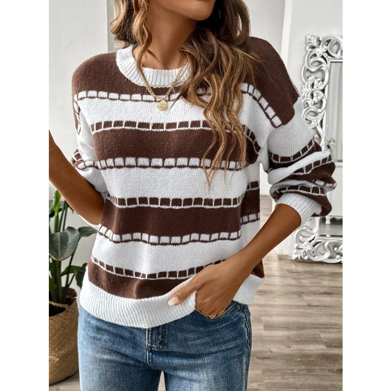 Women S Casual Long Sleeve Striped Pullover Knit Sweater