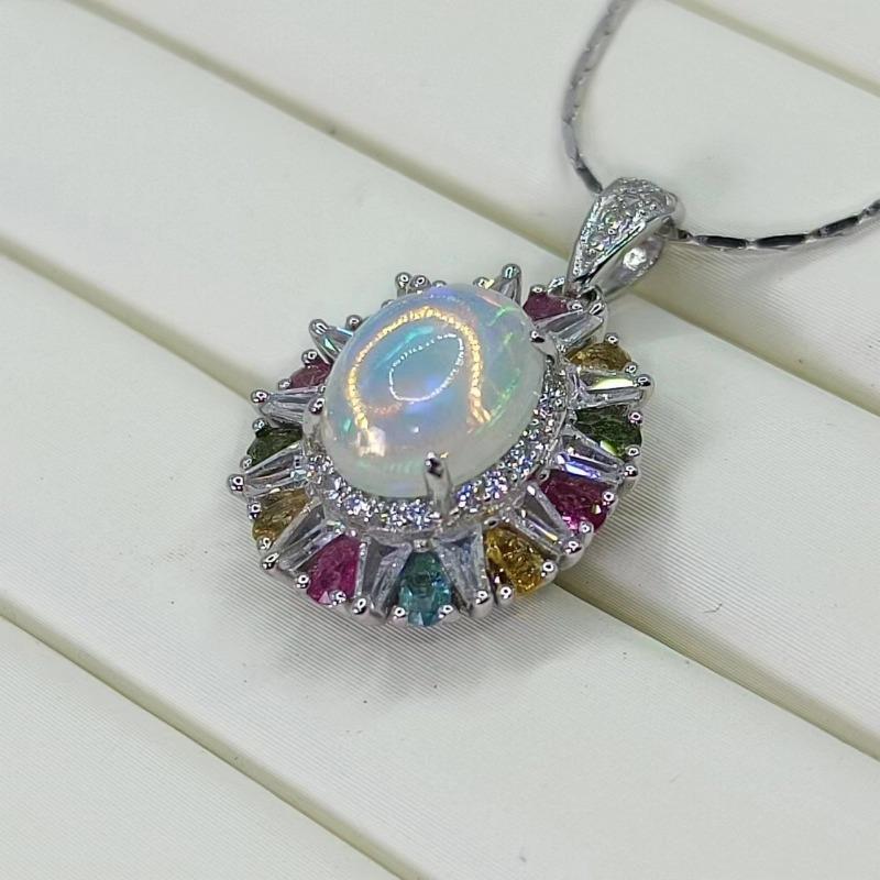Sace Gems Сертифицированное серебро S925, 8*10 мм, подвеска с натуральным опалом, ожерелья для женщин, помолвка, коктейльная вечеринка, изысканные ювелирные изделия