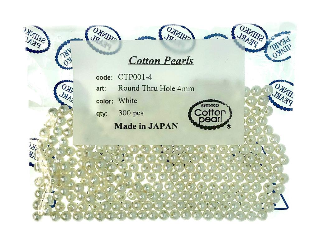 Cotton Pearls 4mm White Double Hole 300 Pieces Made In Japan Beads Handmade Material 4mm Kiska (White)