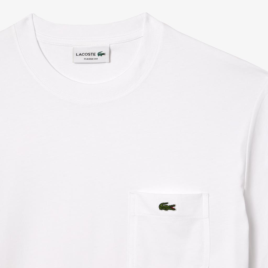 LACOSTE T-Shirts Men's White Crew Neck Moderate Straight Fit TH2827-001