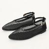 Fashion Fashion Hollow Design Mesh Breathable Women's Flats Sexy T-Strap Belt Buckle Ballet Shoe Non-Slip Soft Sole Cozy Shoes for Women