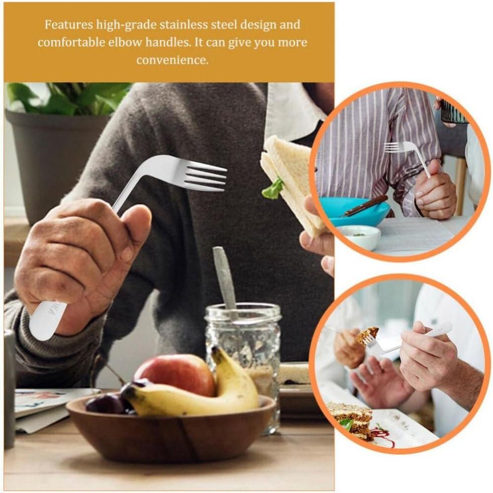 Elderly Patients Curved Spoon Fork Angled Feeding Aid Tableware Self Feeding Utensil Elderly Care